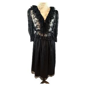Vintage Lace Blouse & Skirt Victorian Whimsigoth XS-S
